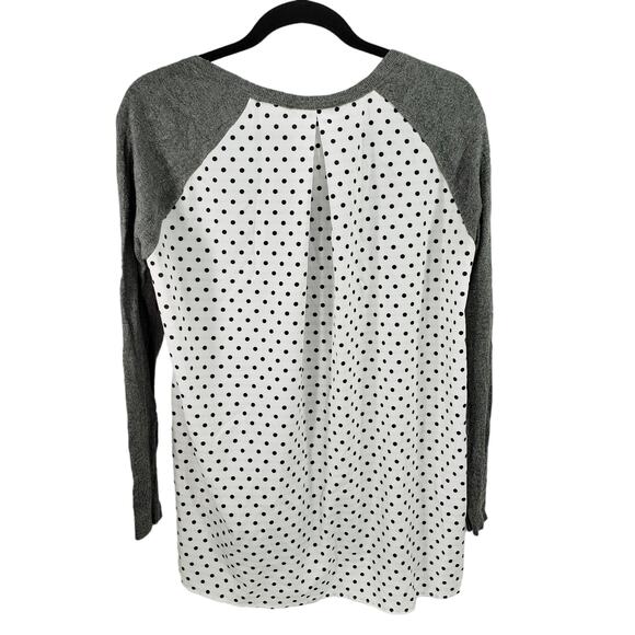 A Pea In The Pod Maternity Sweater M Blouse Women Gray White Gray Polka Dot - Picture 2 of 9